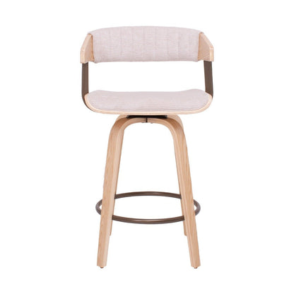 Barkrukken – Krukken – Barkruk Set – Barstoelen – Bistrostoelen – Set van 2 – Draaibaar Zitvlak – Multiplex Met Beige Stoffering