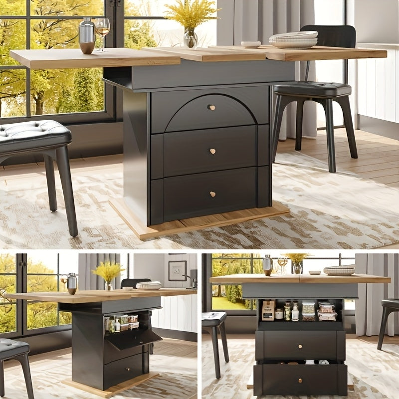 Eettafel zwart – Eettafel compact – Eettafel klein – Eettafel modern – Eettafel functioneel – Geen montage – Verborgen opbergruimte