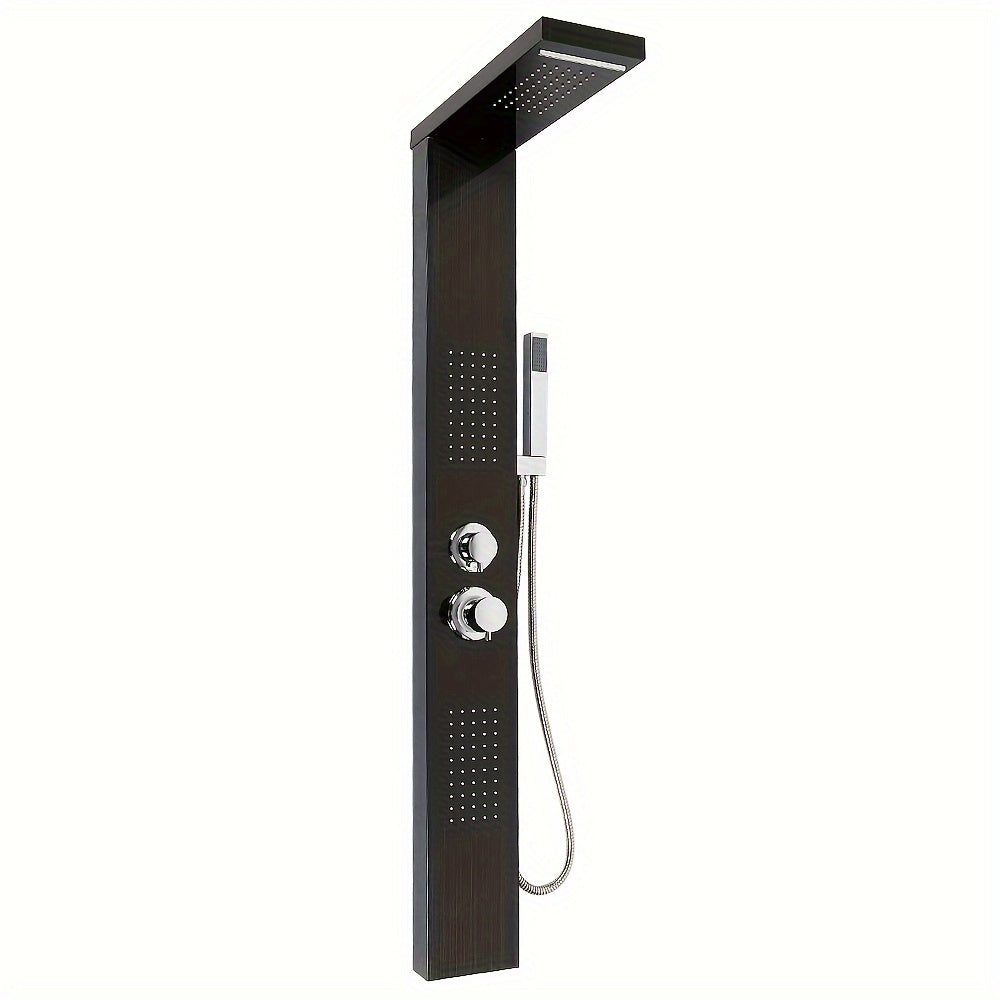 Douchewand RVS – Douchepaneel – Douchewand Glas – Douchecabine – Douchedeur – 130 cm Hoog – Waterbesparende 4-in-1 Douchekop – Afneembare Handdouche