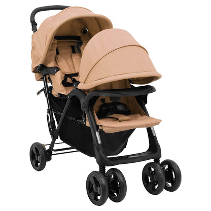 Tandem Buggy – Duo Buggy – Dubbele Kinderwagen – Tweelingwagen – Duobuggy – Stalen Frame – Verstelbare UV-Zonnekap – Opvouwbaar