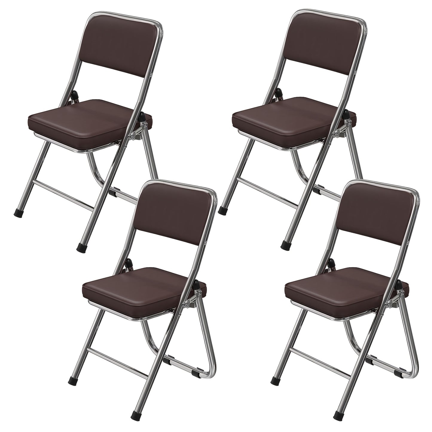 Set Of 4 PU Leather Dining Chairs 4-Pack Conference Chairs - No Assembly Required, Stackable Office Dining Chairs for Meeting Room, Cafeteria, Reception & Events, Event Seating, Spacesaving Furniture, Sleek Seating, Easy Main