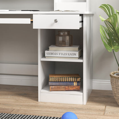ZONEKIZ Office Set with Desk And Chair for Children Aged 5-8 with Many Storage Compartments, Sliding Tablet, And Drawer Ideal for Writing, Reading, And Drawing, White
