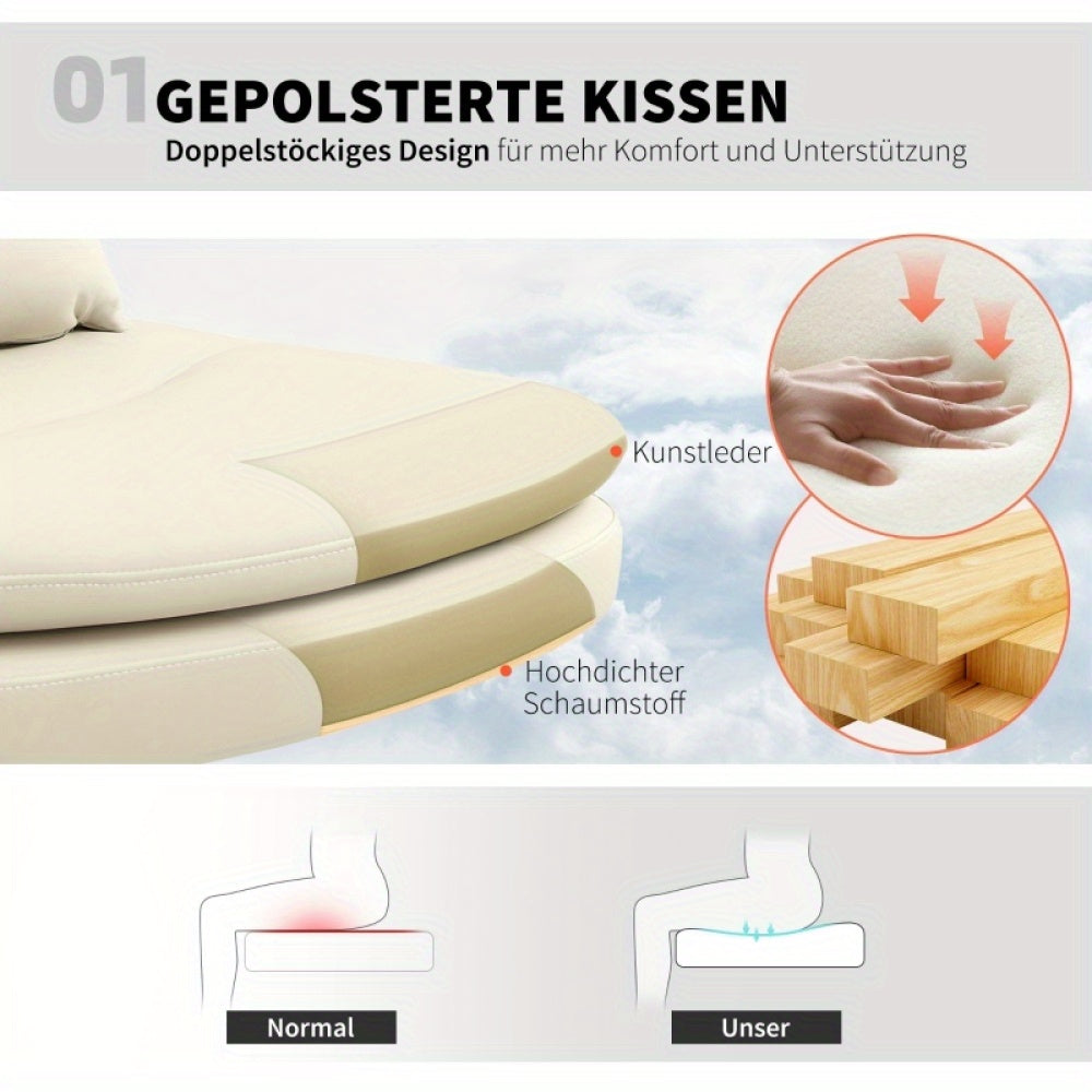Bureaustoel – Office Chair – Bureaustoel Zonder Armleuningen – Draaistoel – Bureaustoelen Met Wieltjes – Lichtbruin – Verstelbare Zithoogte – Extra Kussen Voor Comfort