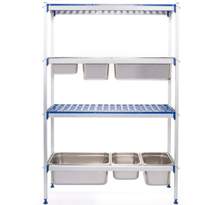 Aluminum Gastronomic Kitchen Storage Rack for GN1/1 Containers, Width 112cm