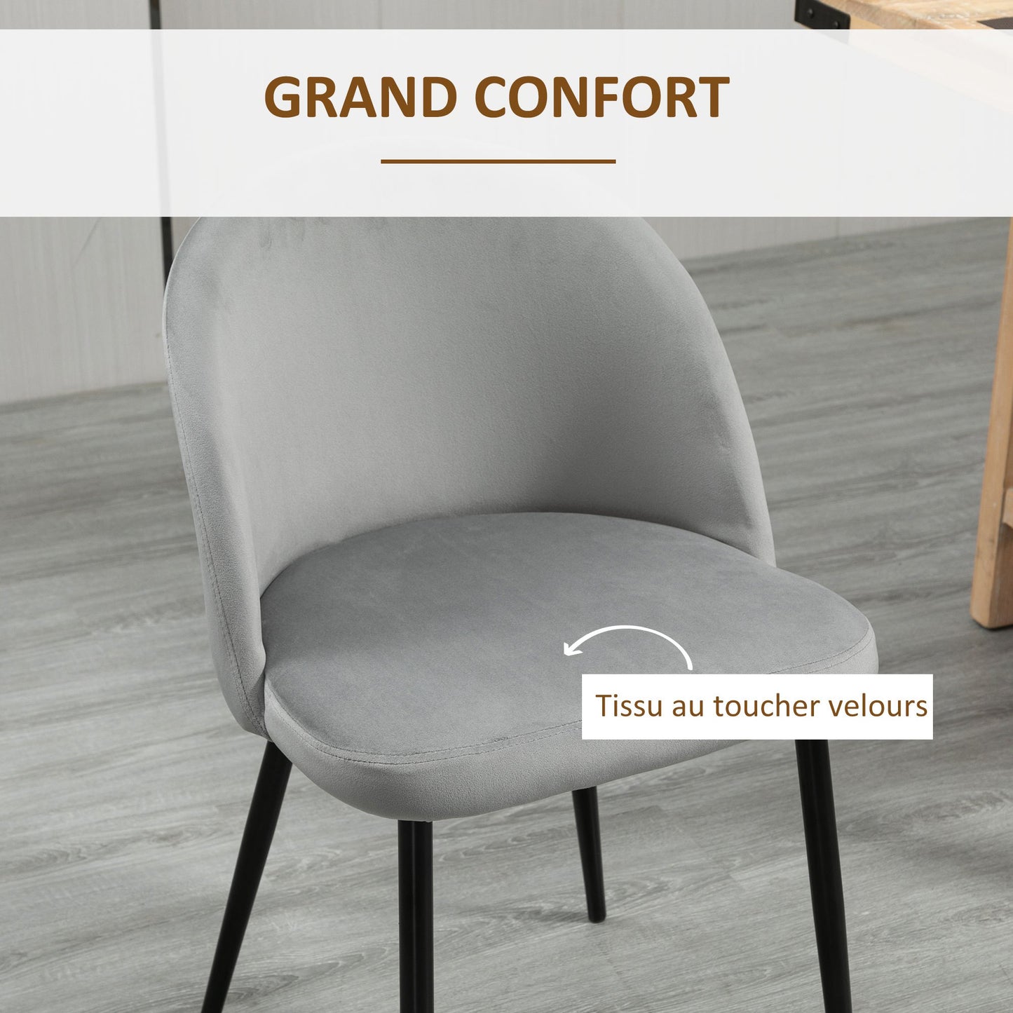 Scandinavische Eetkamerstoel – Stoel – Kuipstoel – Bistrostoel – Designstoel – Velvet Bekleding – Ergonomische Rugleuning – Set Van 4 – Met Metalen Zwarte Poten – Verkrijgbaar In Blauw, Lichtgrijs, Donkergrijs En Geel