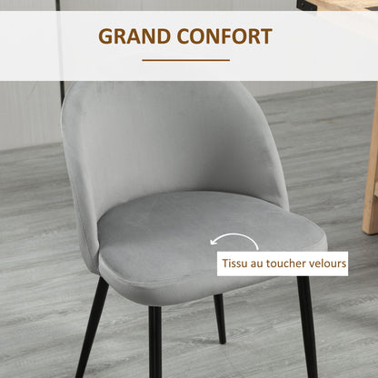 Scandinavische Eetkamerstoel – Stoel – Kuipstoel – Bistrostoel – Designstoel – Velvet Bekleding – Ergonomische Rugleuning – Set Van 4 – Met Metalen Zwarte Poten – Verkrijgbaar In Blauw, Lichtgrijs, Donkergrijs En Geel