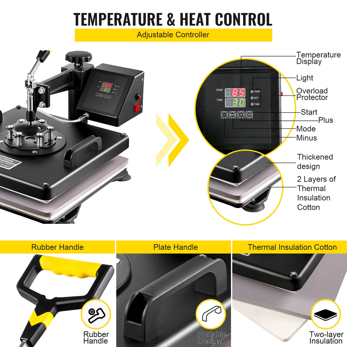 Transferpers – Hittepers – Heat Press – Warmtepers – Drukpers – 38x38 cm Verwarmingsoppervlak – 1800W Snelle Verwarming