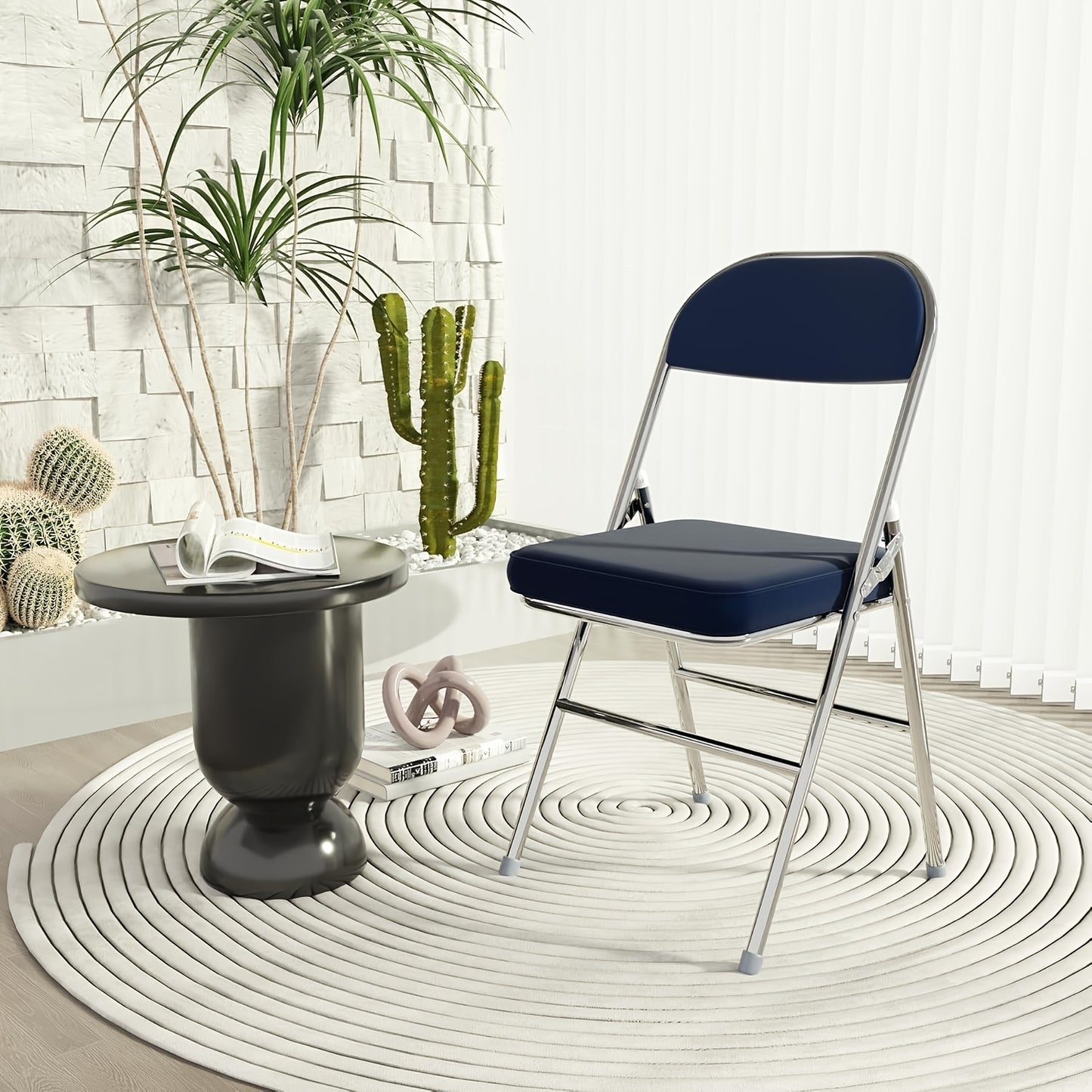 Opklapstoelen – Campingstoelen – Tuinstoelen – Klapstoelen – Vouwstoelen – Set Van 4 Blauw – Met Gestoffeerde Zitting – Stevig Metalen Frame Tot 175 Kg