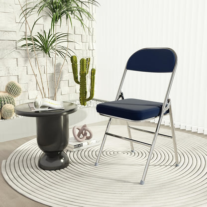 Opklapstoelen – Campingstoelen – Tuinstoelen – Klapstoelen – Vouwstoelen – Set Van 4 Blauw – Met Gestoffeerde Zitting – Stevig Metalen Frame Tot 175 Kg
