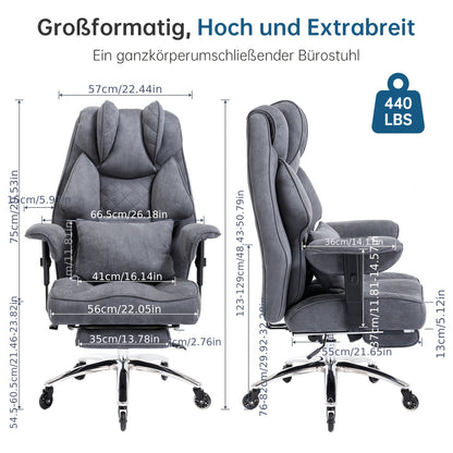 Ergonomische Bureaustoel – Kantoostoel – Gamestoel – Werkstoel – Executive Stoel – Verstelbare Zithoogte – Uitschuifbare Voetensteun – Mesh Zwart – Draagvermogen 200 kg