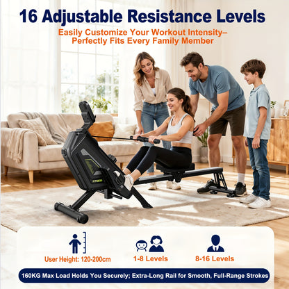 Roeitrainer – Roeimachine – Roeiapparaat – Fitnessapparaat – Full Body Trainer – Magnetische Weerstand 16 Niveaus – Inklapbaar Met 160 kg Belastbaarheid