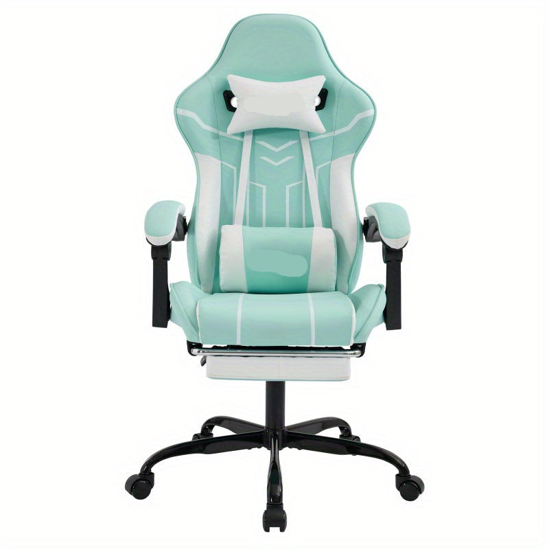 Ergonomische Gaming- En Bureaustoel – Comfortstoel – Werkstoel – Studiefauteuil – Mintgroen Met Witte Mesh – Verstelbare Rugleuning – Ademend Netweefsel