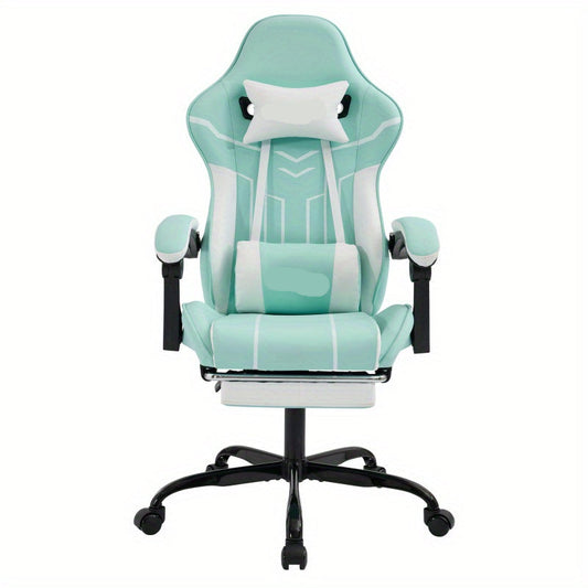 Ergonomische Gaming- En Bureaustoel – Comfortstoel – Werkstoel – Studiefauteuil – Mintgroen Met Witte Mesh – Verstelbare Rugleuning – Ademend Netweefsel