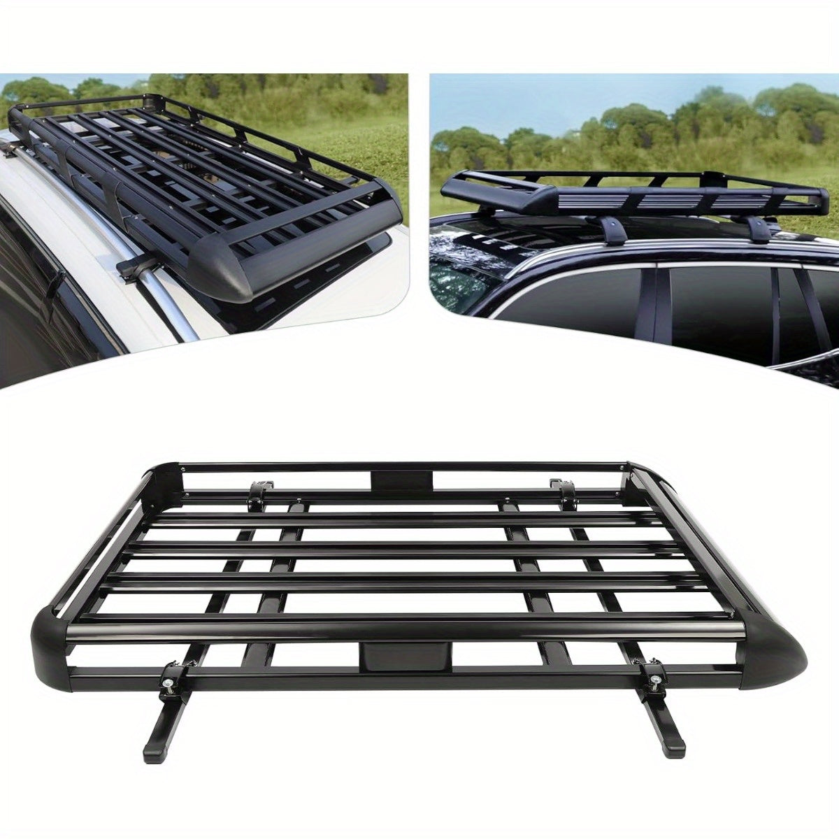Dakkofferrek – Dakkofferdrager – Dakdrager – Bagagerek – Autodrager – Verstelbaar 140 cm – Draagvermogen 150 kg – Aluminium Zwart