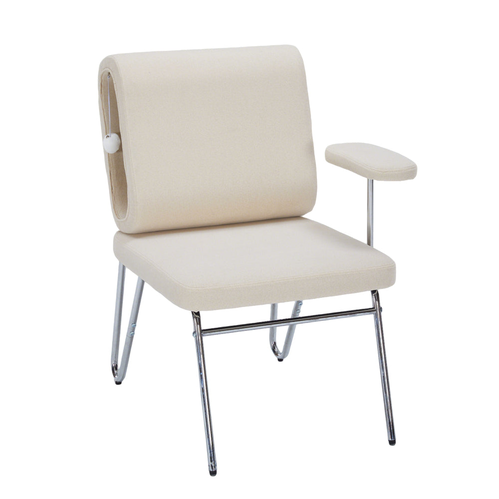 Ergonomische Bureaustoel – Bureaustoel met Kattenbed – Thuiswerkstoel – Bureaukruk – Werkstoel – Geïntegreerd Kattenbed – Krasbestendige Stof – Stalen Frame & Houten Poten – Beige