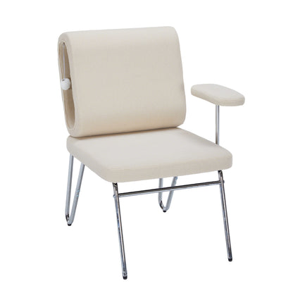 Ergonomische Bureaustoel – Bureaustoel met Kattenbed – Thuiswerkstoel – Bureaukruk – Werkstoel – Geïntegreerd Kattenbed – Krasbestendige Stof – Stalen Frame & Houten Poten – Beige