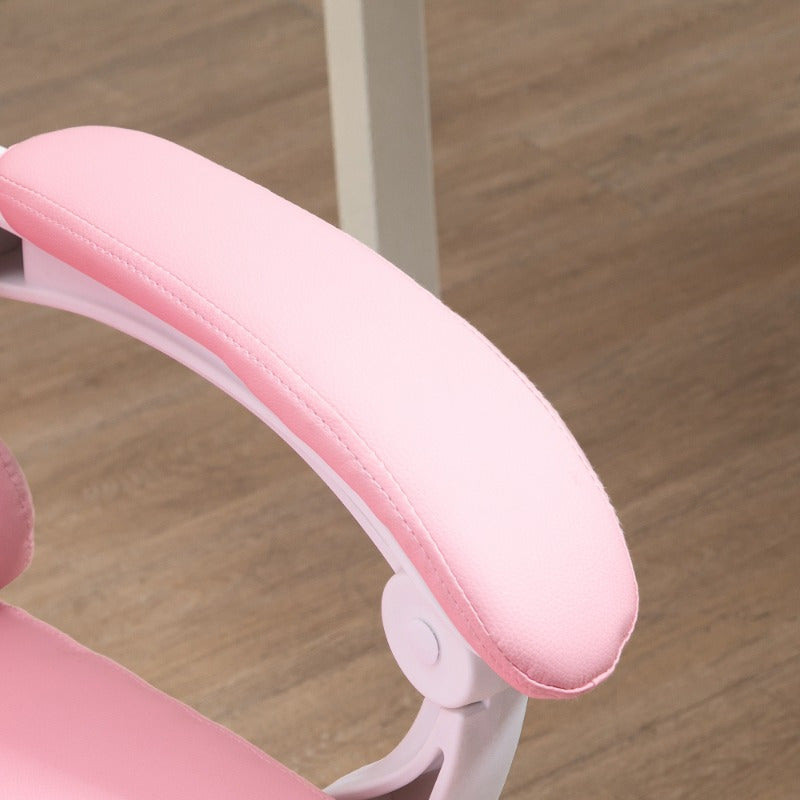 Ergonomische Bureaustoel – Gamingstoel – Desk Chair – Werkstoel – Computerstoel – Verstelbare Zithoogte – Uitschuifbare Voetensteun – Roze Kunstleer – Met Metalen Frame