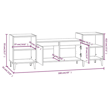 TV Cabinet White 160x35x55cm Engineered Wood TV Stand Entertainment Center with Storage, Media Television Table for Living Room Bedroom