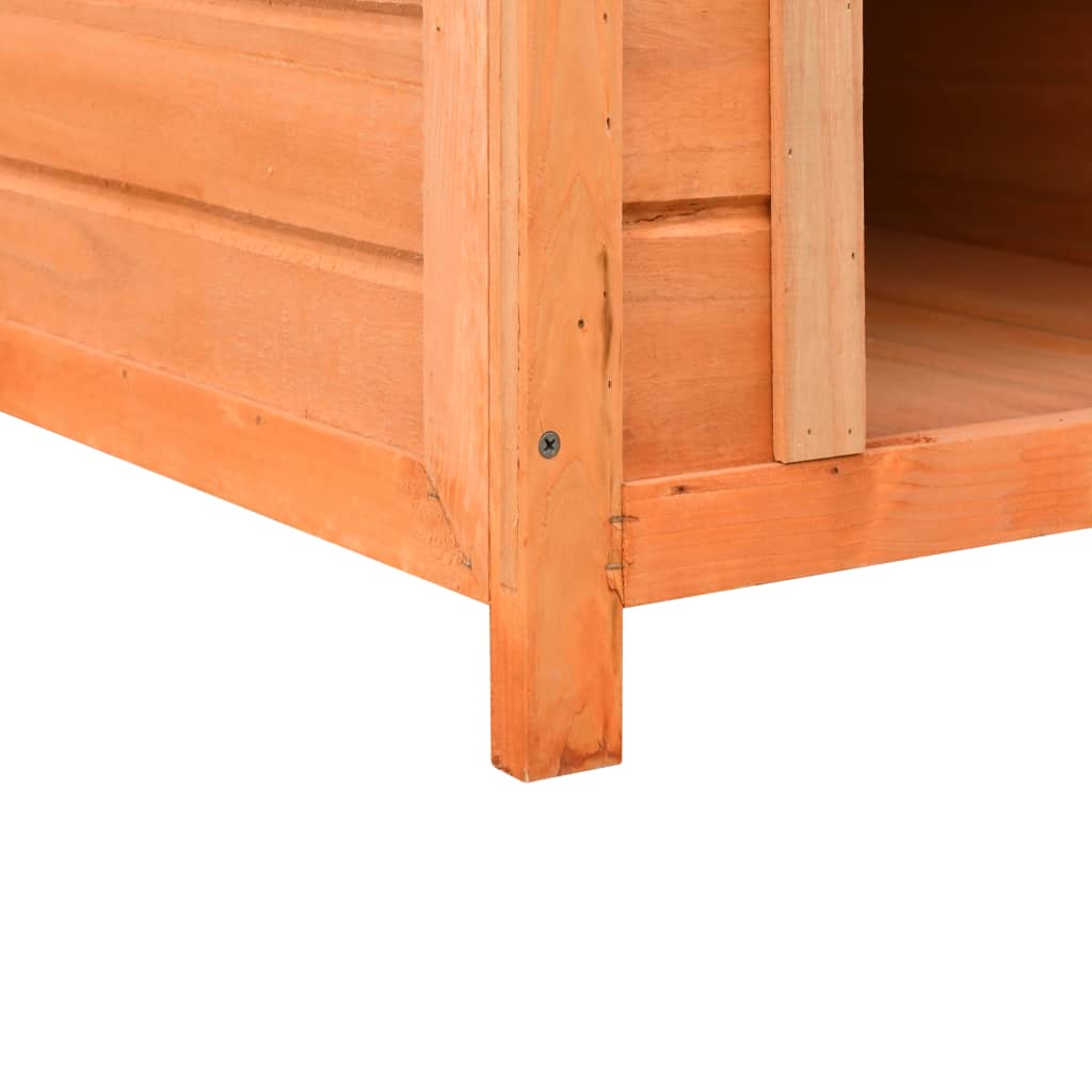 Houten Hondenhok – Hondenhuis – Hondenkennel – Hondenhok Buiten – Hondenhuisje Bruin – Stevig Grenen- en Dennenhouten Frame – Weerbestendig Groen Dak