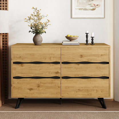 Dressoir – Ladekast – Opbergkast – Buffetkast – Sideboard – 6 Ruime Lades – Houtlook Spaanplaat 120x40x75,5 cm
