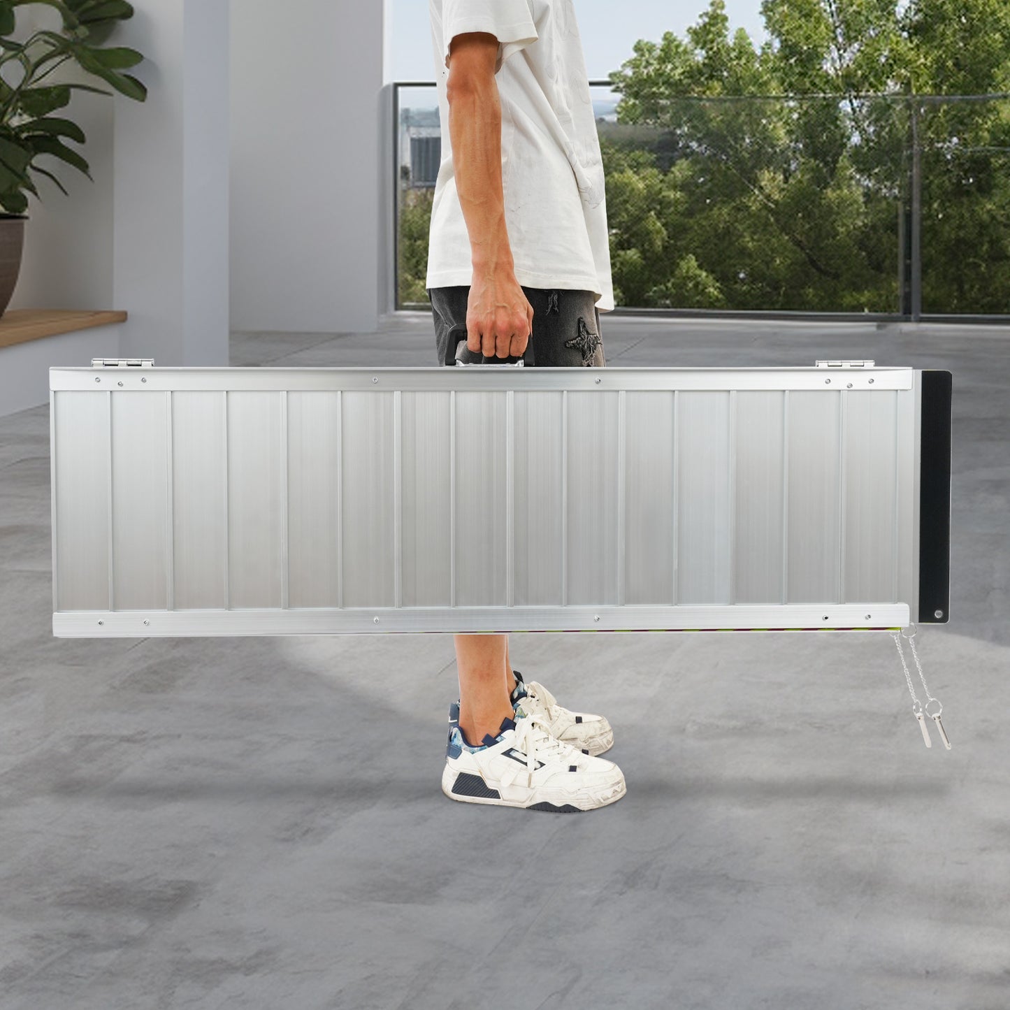 121.92cm Portable Ramp | Folding Handicap Ramp with Handle for Steps/Stairs/Scooter, Aluminum Alloy by NaMaSyo