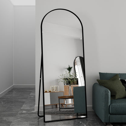 Staande Spiegel – Passpiegel – Wandspiegel – Full Body Spiegel – Grote Spiegel – Minimalistisch Zwart Aluminium Frame – 180x80 cm – Breukveilige Bescherming