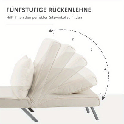 Sofa Bed – Slaapbank – Bedbank – Sleeper Chair – Vouwbed – Multifunctioneel – Compact Formaat – Creme Polyester