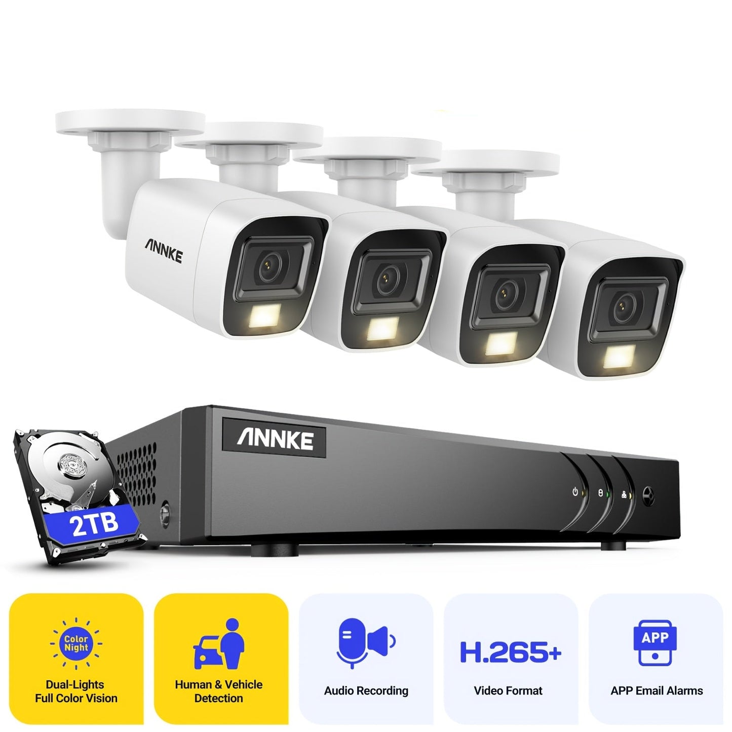Beveiligingssysteem – Bewakingscamera – CCTV Camera – Surveillance Camera – Veiligheidscamera – 3K 5MP UHD Resolutie – 2TB HDD Opslag met Audio Microfoon