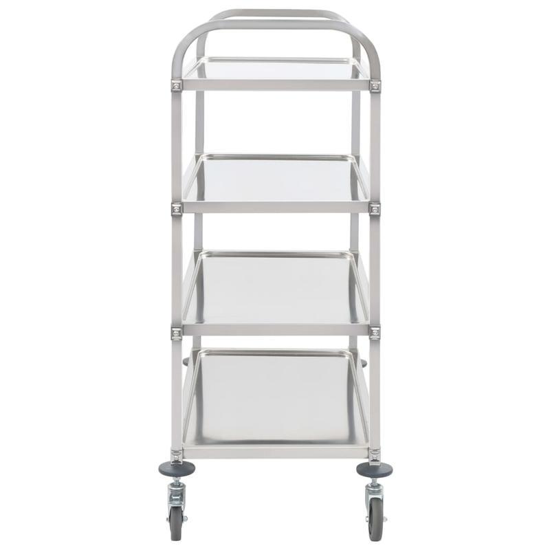 Serveerwagen – Keukenwagen – Servertrolley – Opbergwagen – Trolley – RVS – 4 Laags – Met Wieltjes – Duurzaam Metaal – 107x55x125 cm