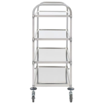 Serveerwagen – Keukenwagen – Servertrolley – Opbergwagen – Trolley – RVS – 4 Laags – Met Wieltjes – Duurzaam Metaal – 107x55x125 cm