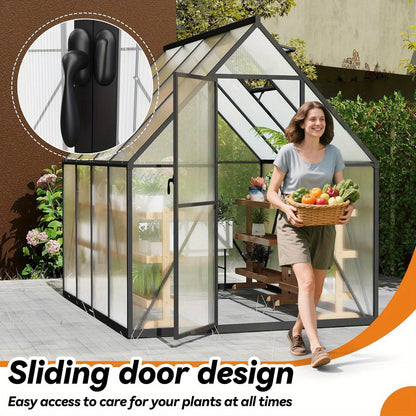 Kas – Tuinkas – Kweekkas – Broeikas – Groentekas – Aluminium Frame – 280x180x195 cm – 6 cm Fundering – 4 mm UV-bestendige Polycarbonaat Panelen – Weerbestendig & Duurzaam