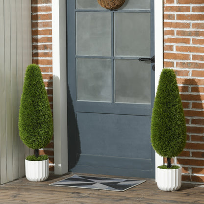 Kunstboom Cipres – Kunstplant – Nepplant – Kunstcipres – Kunstbomen – Set Van 2 – 90 cm Hoog – Kwalitatief Kunststof Met Pot