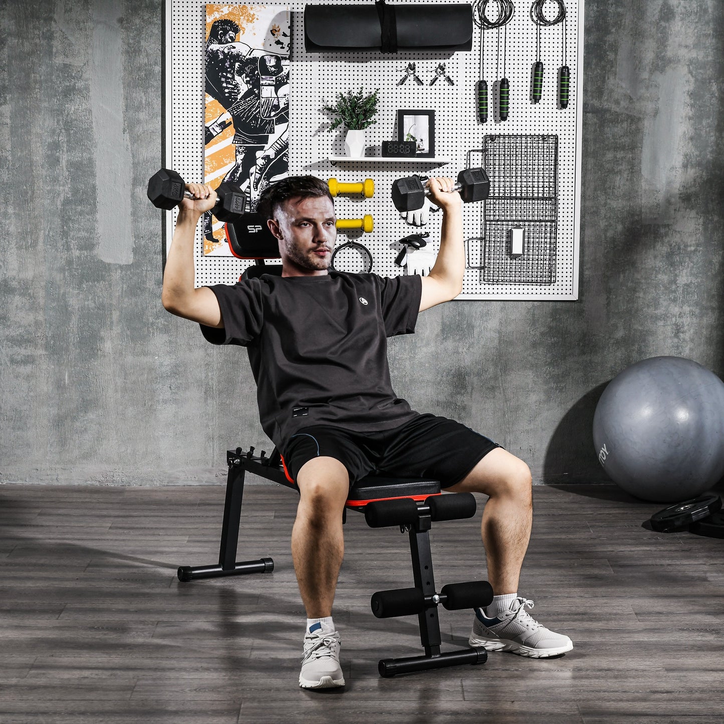 Verstelbare bank – Fitnessbank – Halterbank – Trainingsbank – Buikspierbank – 5-verstelbare standen – Robuust staal met synthetische bekleding