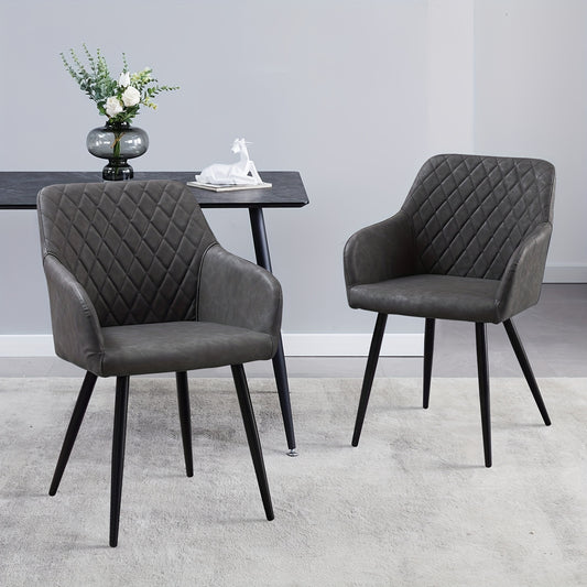 Lounge Stoel Set van 2 – Loungestoel – Eetkamerstoel – Fauteuil – Relaxstoel – Lichtgrijs – Kunstleer Bekleding – Stevig Metalen Frame