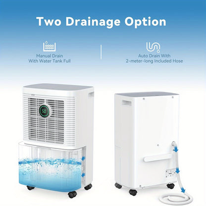 Household Dehumidifier With LED Digital Humidity Display, 24-hour Timer, 12L/day Continuous Drainage, For Drying Clothes In Bedroom And Basement