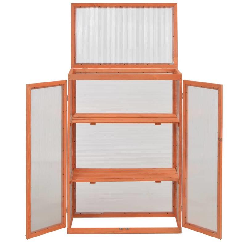 Kweekkas – Tuinkas – Broeikas – Plantenkas – Serre – Houten Kas Marrone – Compact 75x47x109 cm – Robuuste Houten Constructie
