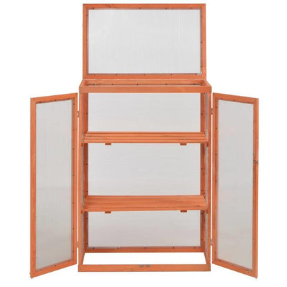 Kweekkas – Tuinkas – Broeikas – Plantenkas – Serre – Houten Kas Marrone – Compact 75x47x109 cm – Robuuste Houten Constructie