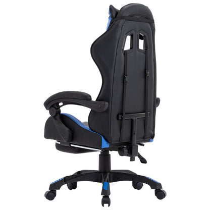 Bureaustoel – Bureaustoel Ergonomisch – Gamingstoel – Werkstoel – Stoel Verstelbaar – Inklapbare Voetensteun – Kunstleer Blauw Zwart