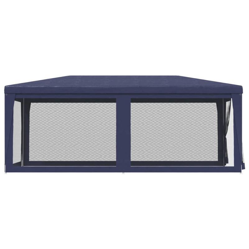 Party Tent with 6 Mesh Side Walls, Measuring 3X6 Meters, in Blue HDPE.