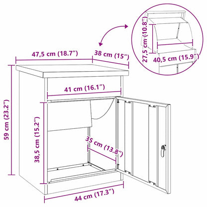 Pakketbox – Pakketbrievenbus – Pakketkluis – Brievenbus – Pakketcontainer – Gegalvaniseerd Staal – Veilig Slot – Weerbestendig Design – 44x35x59 cm