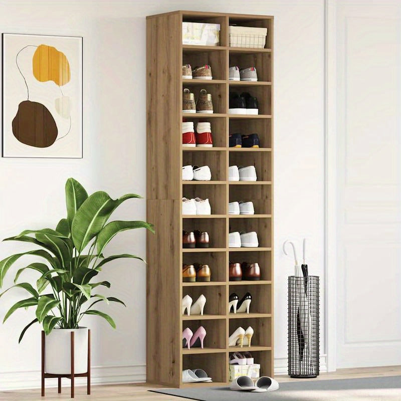 Schoenenkast – Schoenenmeubel – Schoenenrek – Schoenenopberger – Schoenenkastje – Massief Hout – Veelzijdige Compartimenten – Klassiek Design – 54x34x183 cm – Duurzaam Metalen Details