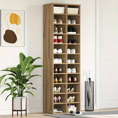 Schoenenkast – Schoenenmeubel – Schoenenrek – Schoenenopberger – Schoenenkastje – Massief Hout – Veelzijdige Compartimenten – Klassiek Design – 54x34x183 cm – Duurzaam Metalen Details