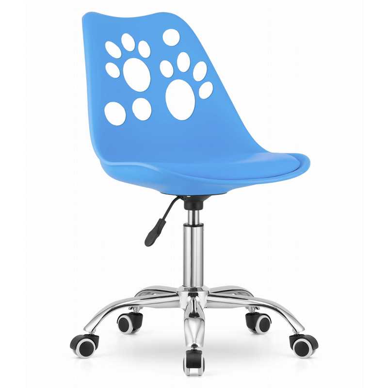 Draaistoel – Bureaustoel – Stoel – Werkstoel – Kinderstoel – 360° Draaibaar – Hoogte Verstelbaar 85-98 cm – Eco-Lederen Zitkussen - Blauw