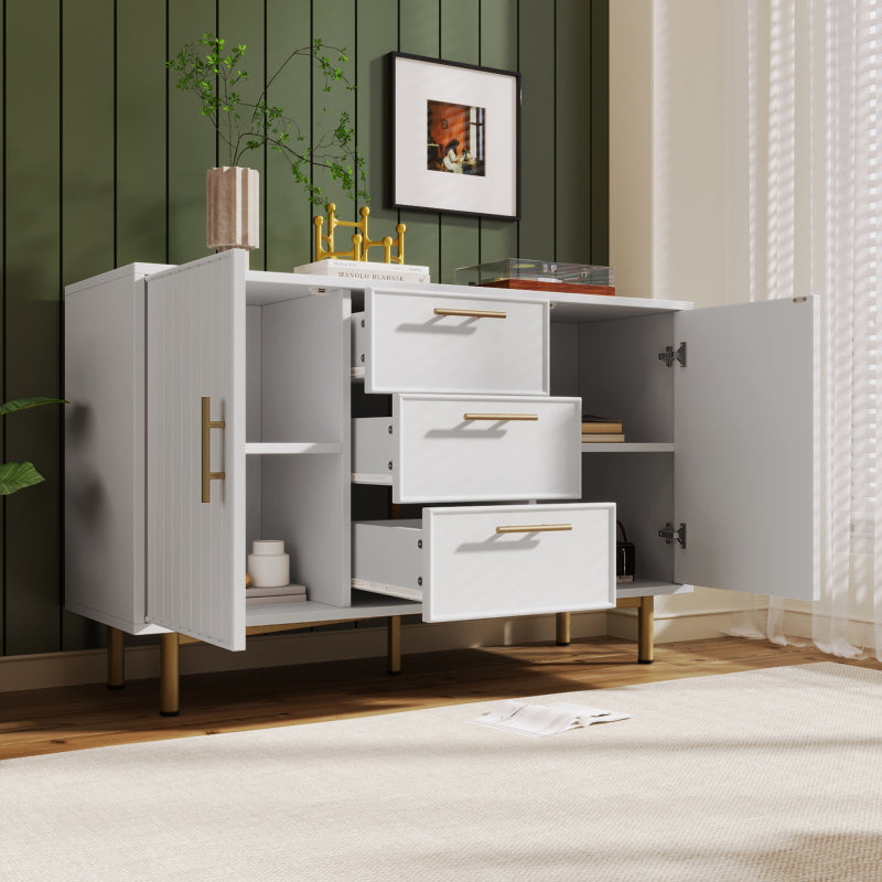 Kledingkast – Garderobekast – Opbergkast – Dichte Kast – Slaapkamerkast – Wit – 2 Deuren & 3 Lades – Metaal & Spaanplaat – Compact 75x120x40 cm