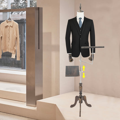 Mannenpaspop – Mannequin – Paspop – Etalagepop – Kleermakerspop – Verstelbare Hoogte 150-180 cm – Wit Kunststof Linnen