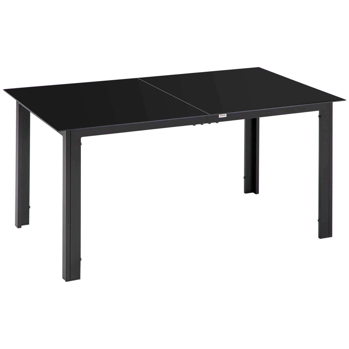 Aluminium Tuintafel – Terrastafel – Balkontafel – Tuinmeubel – Buiten Tafel – Gehard Glasblad – 6 Personen – Zwart – Weerbestendig – Verstelbare Antislipvoeten
