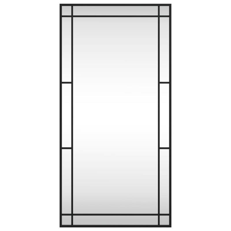 Wandspiegel – Spiegel – Badkamerspiegel – Hangspiegel – Woondecoratie – Zwart – Rechthoekig – 50x100 cm – IJzeren Frame – Verticaal – Zonder Elektriciteit