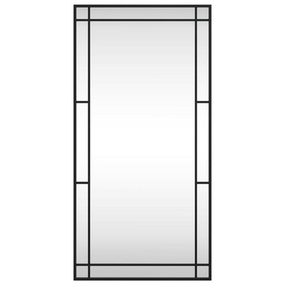 Wandspiegel – Spiegel – Badkamerspiegel – Hangspiegel – Woondecoratie – Zwart – Rechthoekig – 50x100 cm – IJzeren Frame – Verticaal – Zonder Elektriciteit