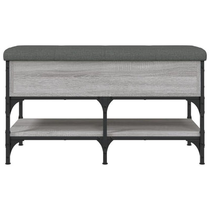 Modern Gray Sonoma Shoe Bench with Cushioned & Storage - Frame & Particleboard, Padded Entryway Bench with Shoe Rack, Space-Saving Freestanding Furniture (Under 68.58cm Height, <3.2 Cu Ft) for Hallway, Mudroom, Small