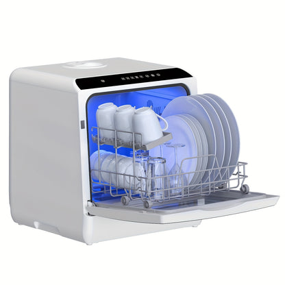 Compacte Vaatwasser – Vrijstaande Mini Vaatwasser – Aanrecht Vaatwasser – Kleine Vaatwasser – Camping Vaatwasser – 5+1 Wasprogramma’s – Ingebouwde 5L Watertank Met Warmelucht Droging